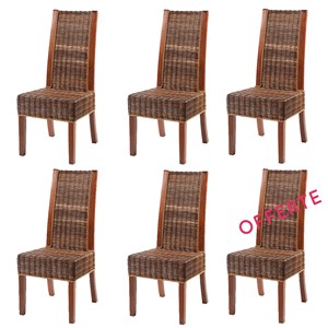 Lot de 6 chaises zonza en rotin
