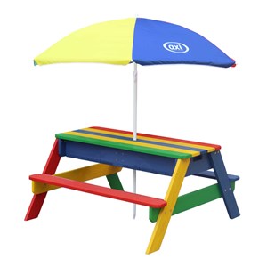 Table sable eau avec parasol arc en cie