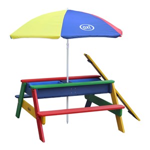 Table sable eau avec parasol arc en cie