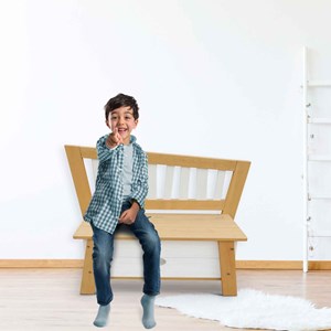 Banc de rangement en bois marron et bla