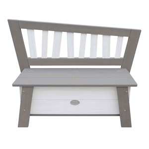 Banc de rangement en bois gris et blanc