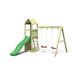 Aire de jeux avec toboggan et 2 balanço