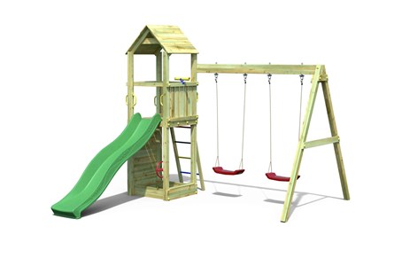 Aire de jeux avec toboggan et 2 balanço