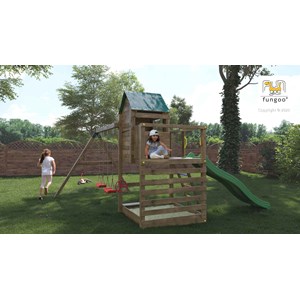 Aire de jeux jarcas en bois avec cabane