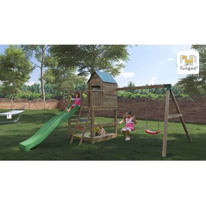 Aire de jeux jarcas en bois avec cabane