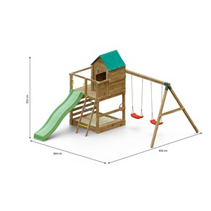 Aire de jeux jarcas en bois avec cabane