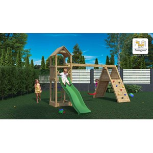 Aire de jeux fleppi en bois avec tobogg