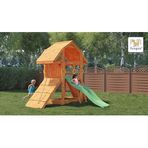 Aire de jeux en bois buffalo avec mur d