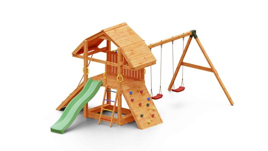 Aire de jeux en bois buffalo avec 2 bal