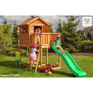 Aire de jeux en bois myhouse avec tobog