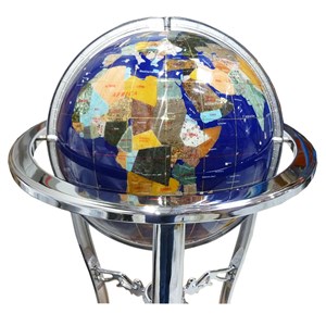 Globe terrestre 33cm 3 pieds chrome bleu