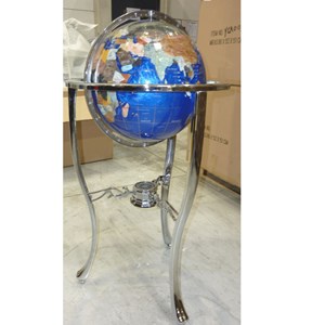 Globe terrestre 33cm 3 pieds chrome navy