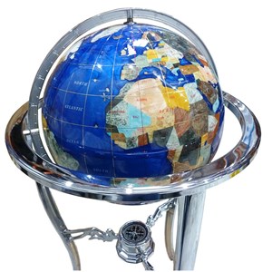 Globe terrestre 33cm 3 pieds chrome navy