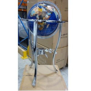Globe terrestre 33cm 3 pieds chrome navy
