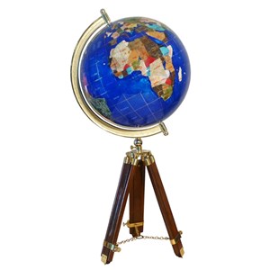 Globe terrestre 22 cm trépied bois navy