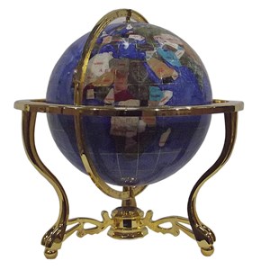 Globe terrestre 33 cm 3 pieds dorés bleu