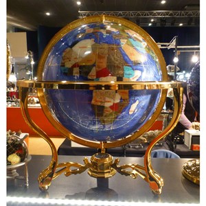 Globe terrestre 33 cm 3 pieds dorés bleu