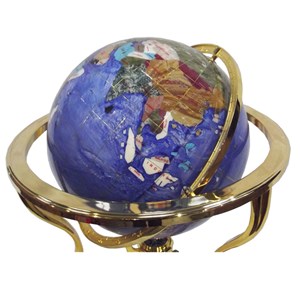 Globe terrestre 33 cm 3 pieds dorés bleu