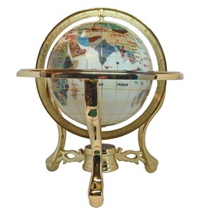 Globe terrestre 15 cm 3 pieds doré blanc