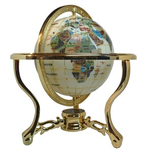 Globe terrestre 15 cm 3 pieds doré blanc