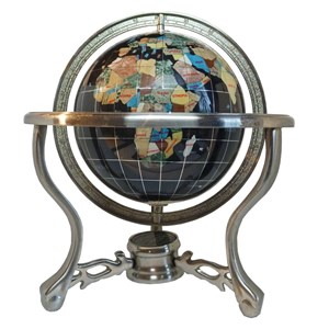 Globe terrestre 15 cm 3 pieds acier noir