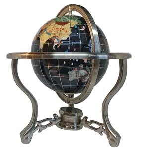 Globe terrestre 15 cm 3 pieds acier noir
