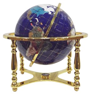 Globe terrestre 33cm 4 pieds dorés bleu