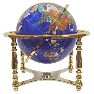Globe terrestre 33cm 4 pieds dorés navy