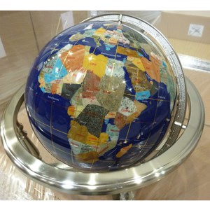 Globe terrestre 33cm 4 pieds aciers bleu