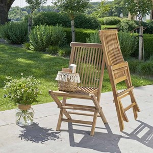 Lot de 2 chaises de jardin en teck huilé