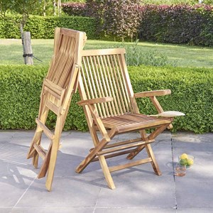Lot de 2 fauteuils de jardin en teck hui