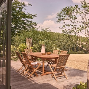 Salon de jardin teck huilé 8/10 pers tab