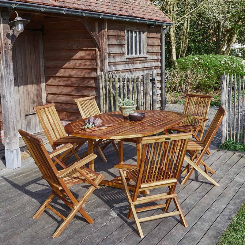 BOIS DESSUS BOIS DESSOUS - Salon de jardin teck huilé 6/8 pers tabl