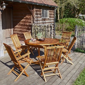 Salon de jardin teck huilé 6/8 pers tabl