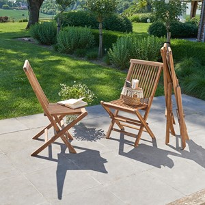 Lot de 4 chaises de jardin pliantes teck