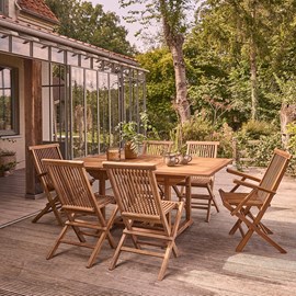 Salon de jardin teck huilé 6/8 pers tabl