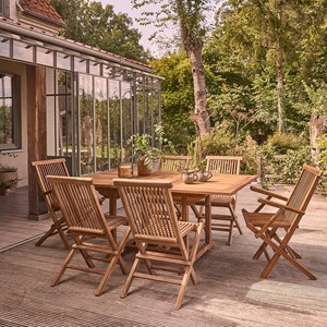 Salon de jardin teck huilé 6/8 pers tabl