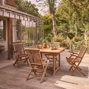 Salon de jardin teck huilé 6/8 pers tabl