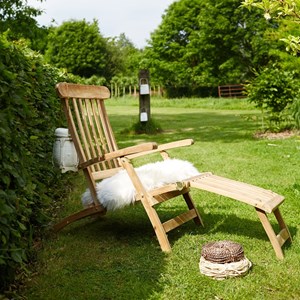 Steamer /chaise longue en teck brut qual