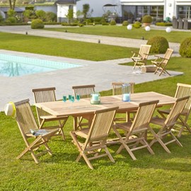 Salon de jardin en teck brut qualite gra