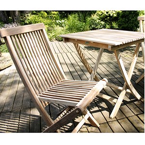 Lot de 2 chaises de jardin en teck brut
