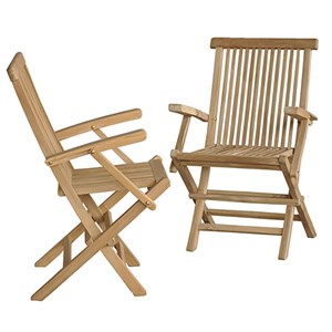 Lot de 2 fauteuils de jardin en teck bru