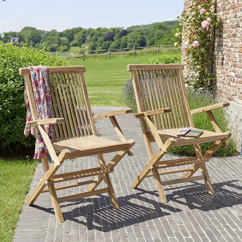 BOIS DESSUS BOIS DESSOUS - Lot de 2 fauteuils de jardin en teck bru