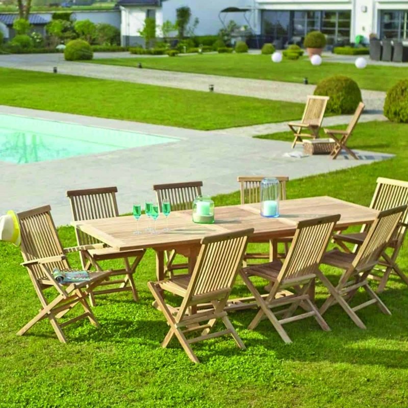 BOIS DESSUS BOIS DESSOUS - Table de jardin en teck brut qualite gra