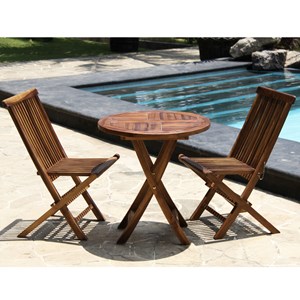 Salon de jardin en teck huilé - table ro