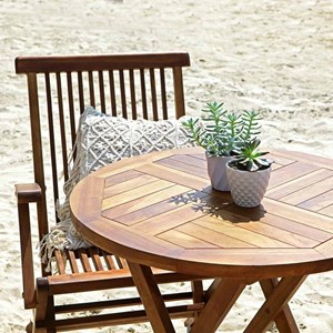 Salon de jardin en teck huilé - table ro