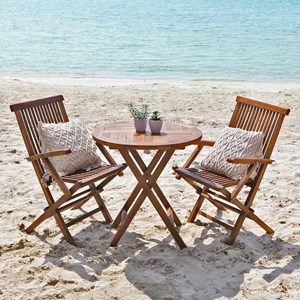 Salon de jardin en teck huilé - table ro