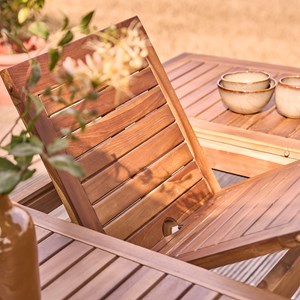 Table de jardin rectangulaire en teck hu