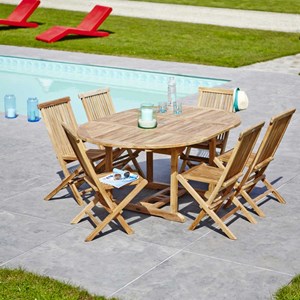 Salon de jardin en teck brut qualite gra