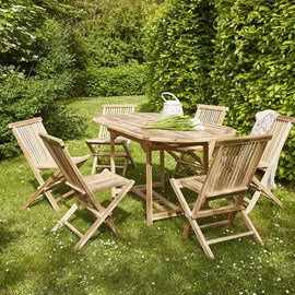 Salon de jardin teck brut 6/8 pers